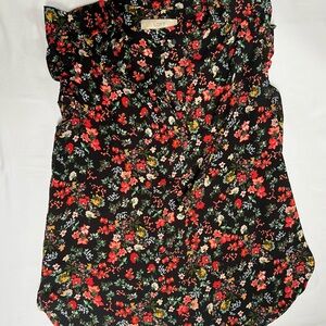 LOFT Black Floral Blouse